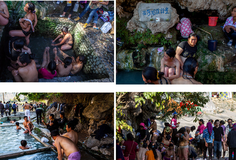 Men and women bathing in the Nujiang Lisu romantic 